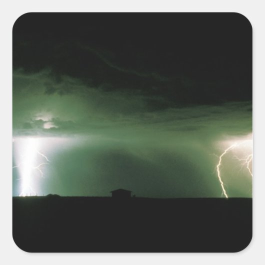 Lightning. Vierkante Sticker (Voorkant)