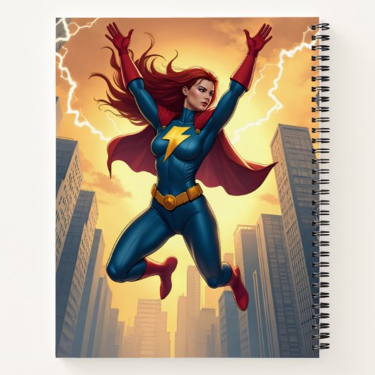 Lightning Woman Superhero Notitieboek (Achterkant)