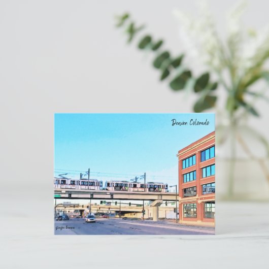 LightRail, I-25, Broadway Station, Denver, CO Briefkaart (Staand voorkant)