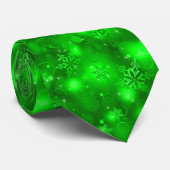 Lights and Snowflakes, Green - Christmas Ties Stropdas (Opgerold)