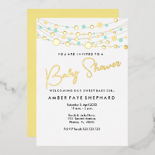 Lights Baby shower Invitation - Geel & Groen Folie Uitnodiging
