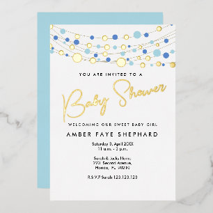 Lights Baby shower Invitation - Geel & Groen Folie Uitnodiging