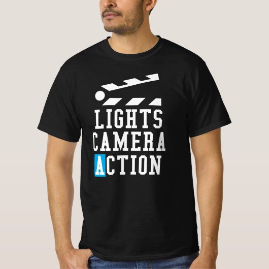 Lights Camera Action Clapper Board - filmbemanning T-shirt (Voorkant)