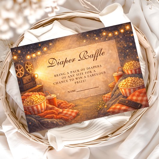 Lights Camera Baby Shower Diapper Raffle Informatiekaartje