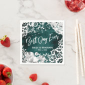 Lights, Flowers & Lace Rustic Blauwgroen Beste Dag Servet (Insitu)