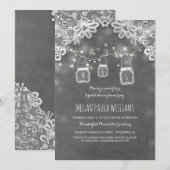 Lights Mason Jars Lace Rustiek Vrijgezellenfeest Kaart (Voorkant / Achterkant)