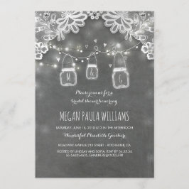 Lights Mason Jars Lace Rustiek Vrijgezellenfeest Kaart