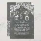 Lights Mason Jars Lace Rustieke verlovingsfeest Kaart (Voorkant / Achterkant)