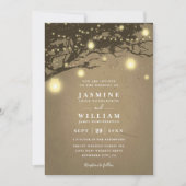 Lights on oak tree Rustic Elegant QR Code Wedding Kaart (Voorkant)