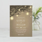 Lights on oak tree Rustic Elegant QR Code Wedding Kaart (Staand voorkant)