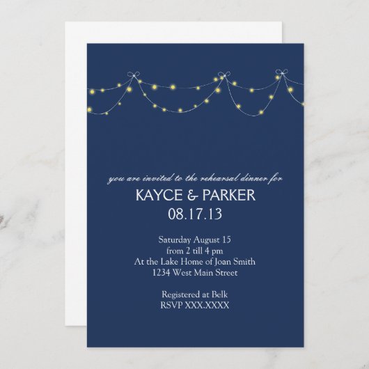 Lights Rehearsal Dinner Kaart (Voorkant / Achterkant)