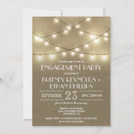 Lights+ Rustic Burlap Engagement Party Uitnodiging