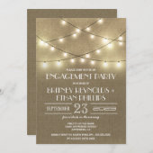 Lights+ Rustic Burlap Engagement Party Uitnodiging (Voorkant / Achterkant)