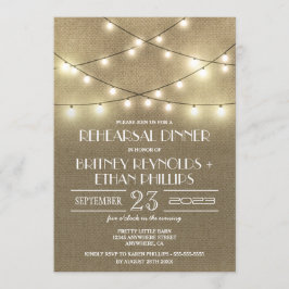 Lights + Rustic Burlap Repetitie Diner Uitnodiging