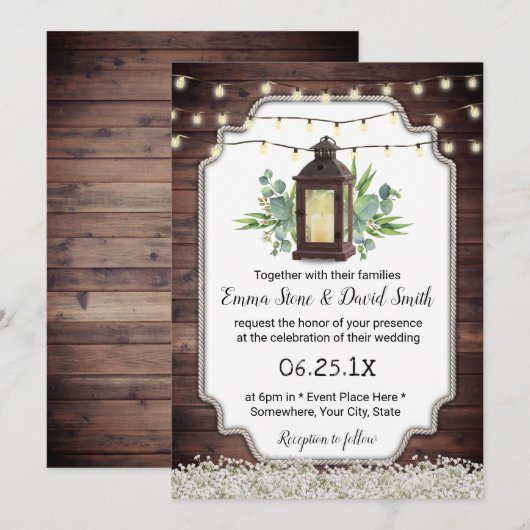  Lights Rustic Wedding Kaart (Voorkant / Achterkant)