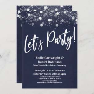 Lights Textured Let s Party Navy Reception only Kaart