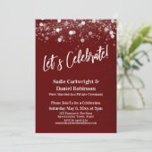 Lights Textured Let's Celebrate Burgundy Reception Kaart (Staand voorkant)