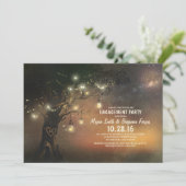 Lights Tree & Mason Jars Rustieke verlovingsfeest Kaart (Staand voorkant)
