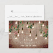  Lights Winter Brick Christmas Wedding RSVP Kaartje (Voorkant / Achterkant)