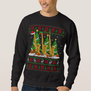 Lights Xmas Sweater Style Ugly Santa Saxophone Chr