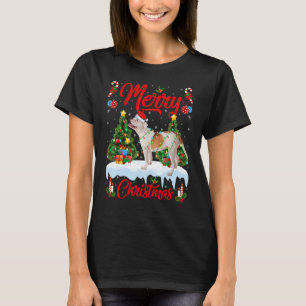 Lights Xmas Tree Santa American Bulldog T-shirt