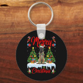 Lights Xmas Tree Santa Belgian Malinois Dog Christ Sleutelhanger (Voorkant)