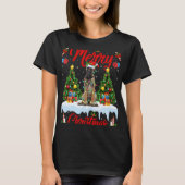 Lights Xmas Tree Santa Belgian Malinois Dog Christ T-shirt (Voorkant)