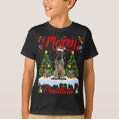 Lights Xmas Tree Santa Belgian Malinois Dog Christ T-shirt (Voorkant)