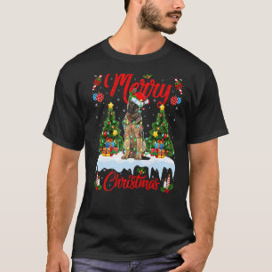 Lights Xmas Tree Santa German Shepherd Dog Christm T-shirt
