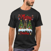 Lights Xmas Tree Santa Irish Setter Dog Kerstmis T-shirt (Voorkant)