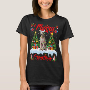 Lights Xmas Tree Santa Italy Greyhound Dog Chris T-shirt