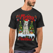 Lights Xmas Tree Santa Siberian Husky Dog Christma T-shirt (Voorkant)