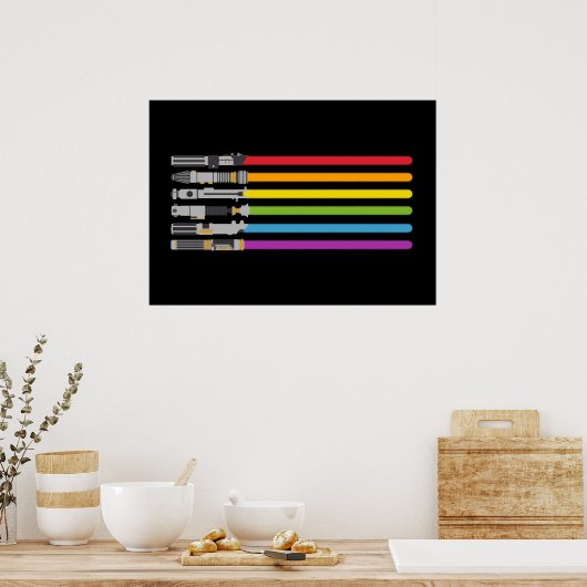 Lightsaber Rainbow Poster (Keuken)
