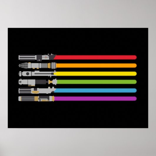 Lightsaber Rainbow Poster (Voorkant)