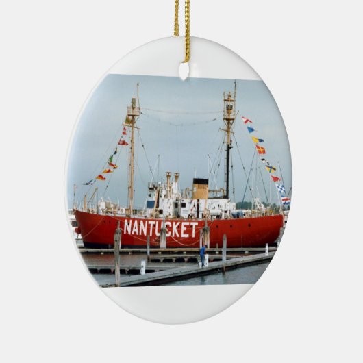 Lightship Nantucket with Glorious Flags Keramisch Ornament (Rechts)
