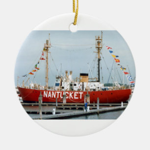 Lightship Nantucket with Glorious Flags Keramisch Ornament