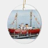Lightship Nantucket with Glorious Flags Keramisch Ornament (Links)