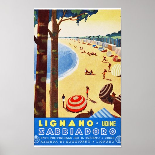 Lignano Italy Vintage Travel Poster teruggezet (Voorkant)