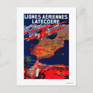 Lignes Aeriennes Latecoere Vintage Poster Briefkaart