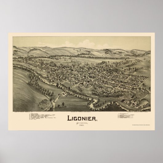 Ligonier, PA Panorama - 1900 Poster (Voorkant)