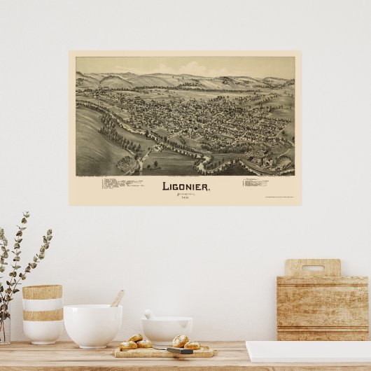 Ligonier, PA Panorama - 1900 Poster (Keuken)