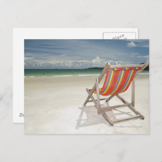Ligstoel op het Witte Zand van Strand Samui Briefkaart (Voorkant / Achterkant)