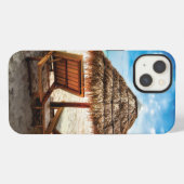 Ligstoelen op strand kussen iPhone hoesje (Achterkant horizontaal)