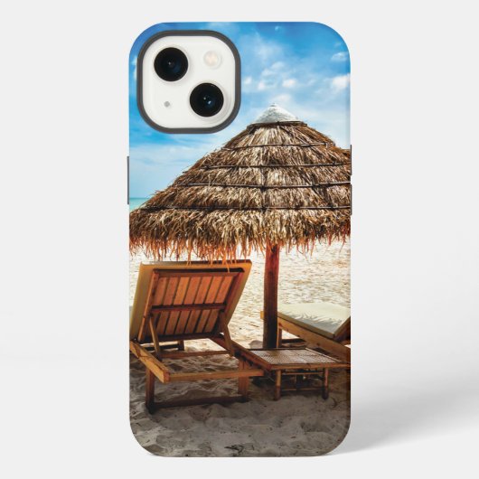 Ligstoelen op strand kussen iPhone hoesje (Achterkant)