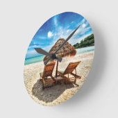 Ligstoelen op strand kussen ronde klok (Hoek)
