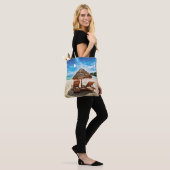 Ligstoelen op strand kussen tote bag (Op model)