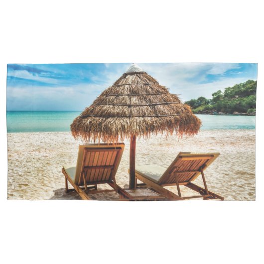 Ligstoelen op strand kussensloop (Voorkant)