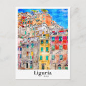 Ligurië Italië Reizen Waterverf Hand getekend Briefkaart (Voorkant)
