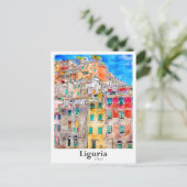 Ligurië Italië Reizen Waterverf Hand getekend Briefkaart (Staand voorkant)