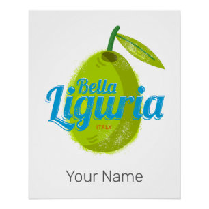 Ligurië Retro Olive Italië vakantie Souvenir Perfect Poster